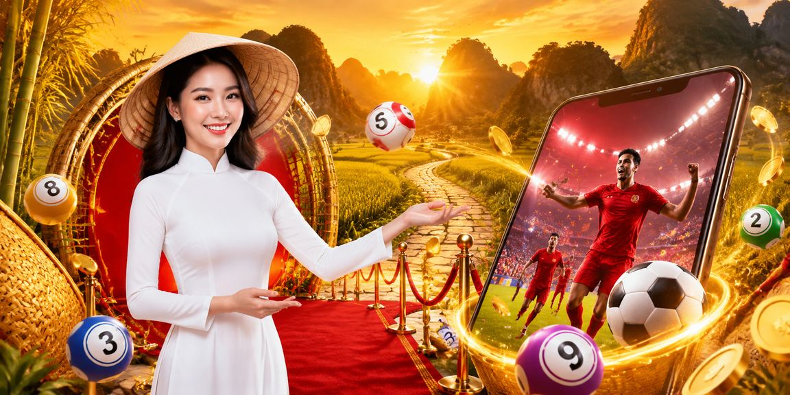 Phụ nữ mặc áo dài Ninh Bình sử dụng ứng dụng xổ số trên điện thoại
